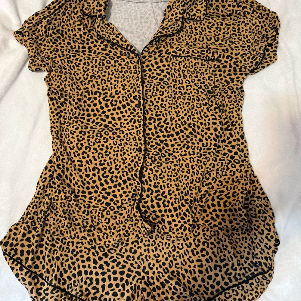Little Sleepies Leopard Print Button-Up Women's PJ Set